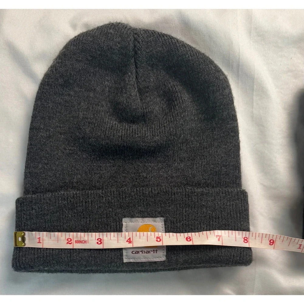 Carhartt Watch Hat Beanie Bundle Black and Charcoal Grey Ribbed Knit Caps 2 Pack
